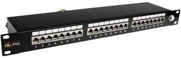 Solarix Patch panel SX24-6-STP-BK STP cat6 24p. 1U