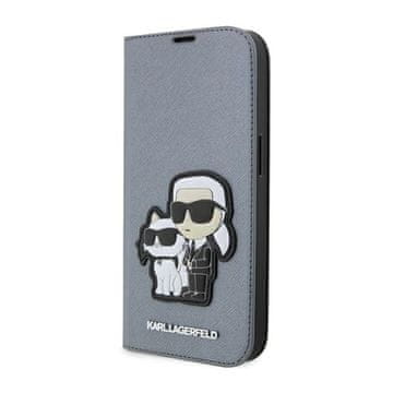 Karl Lagerfeld Ovitek Karl Lagerfeld Booktype NFT Saffiano Karl & Choupette - iPhone 14 Pro Max (srebrn)