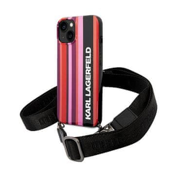 Karl Lagerfeld Karl Lagerfeld barvni črtasti pašček - ovitek za iPhone 14 (roza)