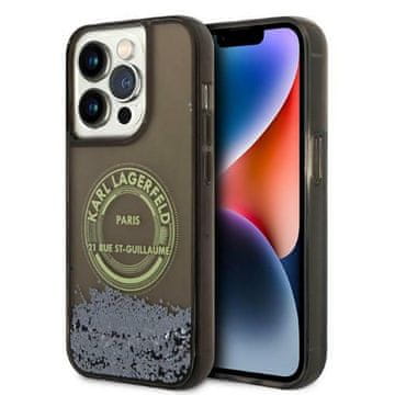 Karl Lagerfeld Ovitek Karl Lagerfeld Liquid Glitter Round RSG Logo – ovitek za iPhone 14 Pro (črn)