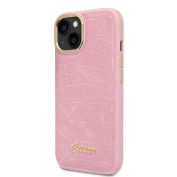Guess Guess Croco Collection - ovitek za iPhone 14 Plus (roza)