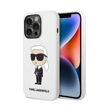 Karl Lagerfeld Silikonski ovitek Karl Lagerfeld NFT Ikonik - iPhone 14 Pro Max (bel)