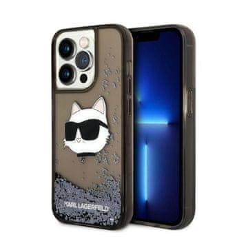 Karl Lagerfeld Ovitek Karl Lagerfeld Liquid Glitter NFT Choupette Head – iPhone 14 Pro (črn)