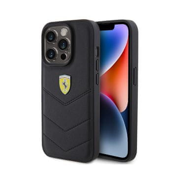 Ferrari Prešit kovinski logotip Ferrari - ovitek za iPhone 15 Pro (črn)