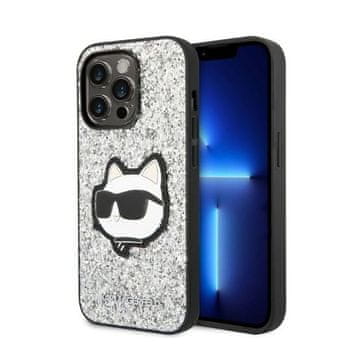 shumee Karl Lagerfeld NFT bleščeči Choupette našitek - ovitek za iPhone 14 Pro Max (srebrn)