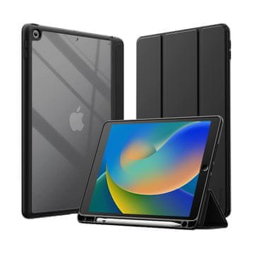 Crong Crong PrimeFolio – etui za iPad 10,2” (2021-2019) s stojalom in režo za Apple Pencil (črna/prozorna)