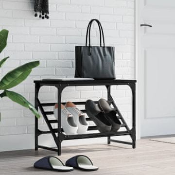 Vidaxl vidaXL Stojalo za čevlje, črno, 60x30x45 cm, material na osnovi lesa