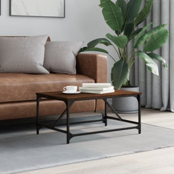 Vidaxl Klubska mizica rjav hrast 75x50x35 cm inženirski les
