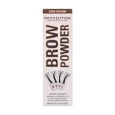 Makeup Revolution Brow Powder Stamp & Stencil puder za obrvi s šablonami 0.65 g Odtenek dark brown