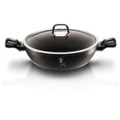 Berlingerhaus Ponev WOK s pokrovom in marmornato površino 30 cm Black Silver Collection BH-7113