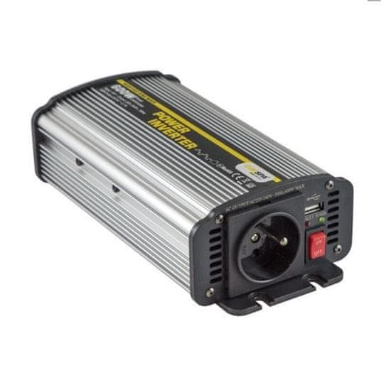Carspa Napetostni pretvornik CAR600U-242 24V/230V+USB 600W, modificiran sinus (zamenjava za CAR500-24)