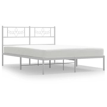 Vidaxl Kovinski posteljni okvir z vzglavjem bel 120x200 cm