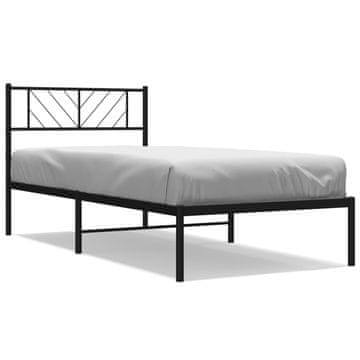 Vidaxl Kovinski posteljni okvir z vzglavjem črn 100x190 cm