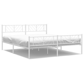Vidaxl Kovinski posteljni okvir z vzglavjem in vznožjem bel 183x213 cm