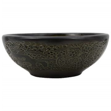 Vidaxl Nadpultni umivalnik črn okrogel Φ41x14 cm keramika