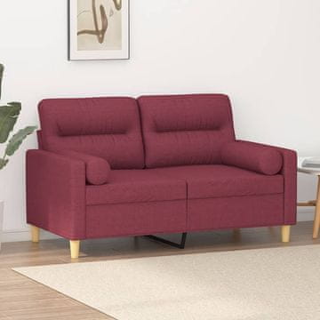 Vidaxl vidaXL Dvosed z blazinami, vinsko rdeča, 120 cm, blago