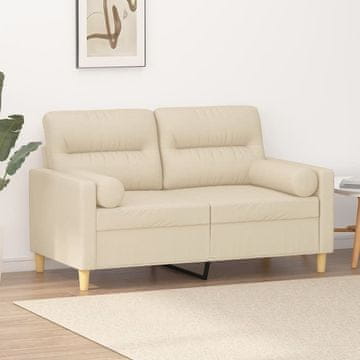 Vidaxl vidaXL Dvosed z blazinami, kremne barve, 120 cm, blago