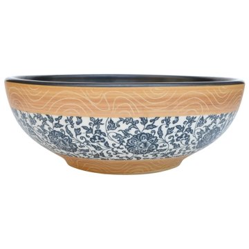 Vidaxl Nadpultni umivalnik večbarven okrogel Φ41x14 cm keramika