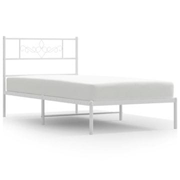 Vidaxl Kovinski posteljni okvir z vzglavjem bel 100x200 cm