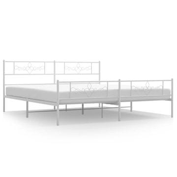 Vidaxl Kovinski posteljni okvir z vzglavjem in vznožjem bel 183x213 cm