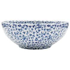 Vidaxl Nadpultni umivalnik bel in moder okrogel Φ41x14 cm keramika