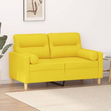 Vidaxl vidaXL Dvosed z blazinami svetlo rumen 120 cm blago
