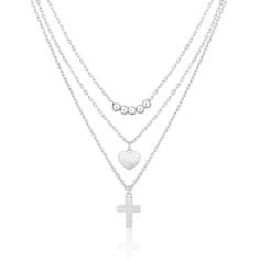 JVD Brezčasna srebrna trojna ogrlica SVLN0384X61BI45