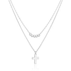 JVD Dvojna srebrna ogrlica Križ SVLN0395X610045