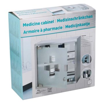 EDCO Stenska medicinska omarica Edco ED-253985 Stenska medicinska omarica iz nerjavečega jekla / stekla 30x12x30cm