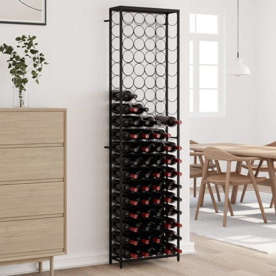 shumee vidaXL Vinsko stojalo za 95 steklenic črno 54x18x200 cm kovano železo