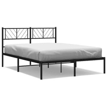 Vidaxl Kovinski posteljni okvir z vzglavjem črn 160x200 cm