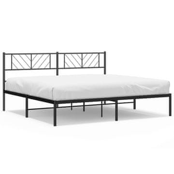 Vidaxl Kovinski posteljni okvir z vzglavjem črn 183x213 cm