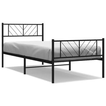 Vidaxl Kovinski posteljni okvir z vzglavjem in vznožjem črn 80x200 cm