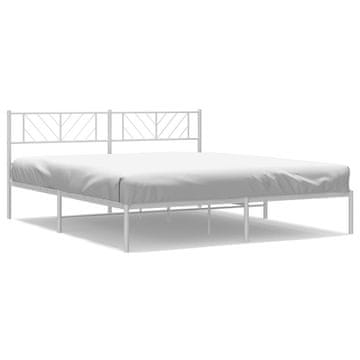 Vidaxl Kovinski posteljni okvir z vzglavjem bel 183x213 cm