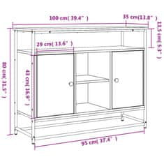 Vidaxl Komoda dimljeni hrast 100x35x80 cm inženirski les