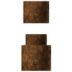 Vidaxl Stenske police s prečkami 2 kosa dimljen hrast 60x16x14 cm