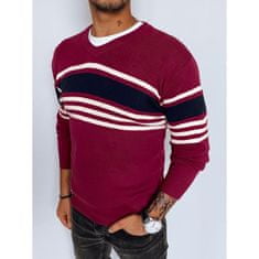 Dstreet Moški pulover z V-izrezom MINAS bordo barve wx2144 2XL-3XL