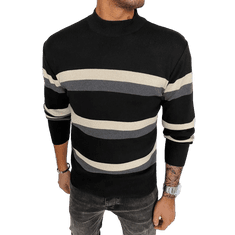 Dstreet Moški črtasti pulover z rolojem IMMA črn wx2127 M-L
