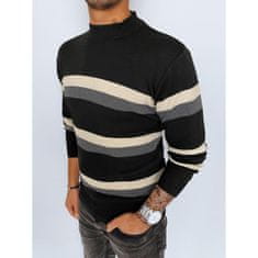 Dstreet Moški črtasti pulover z rolojem IMMA črn wx2127 M-L