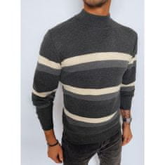 Dstreet Moški črtasti polprogasti pulover IMMA temno siv wx2128 M-L