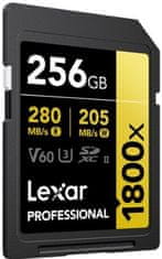 Lexar SDXC spominska kartica, 256 GB, UHS-II, V60