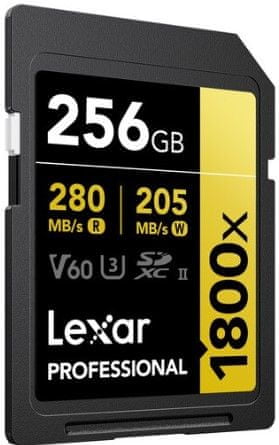 Lexar SDXC spominska kartica, 256 GB, UHS-II, V60