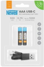Newell NL3463 AAA polnilna baterija, 500 mAh, USB-C, 2 kosa