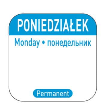 Hendi Nalepke za varnost hrane na posodah za večkratno uporabo Ponedeljek PL RU EN 1000 kosov Hendi 850077