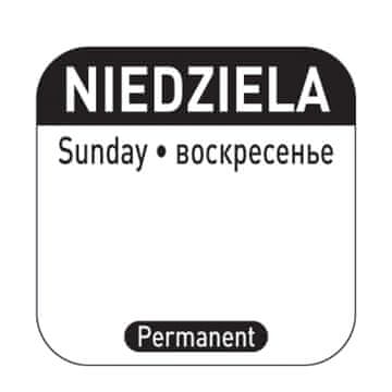 Hendi Nalepke za varnost hrane na posodah za večkratno uporabo Nedelja PL RU EN 1000 kosov Hendi 850138