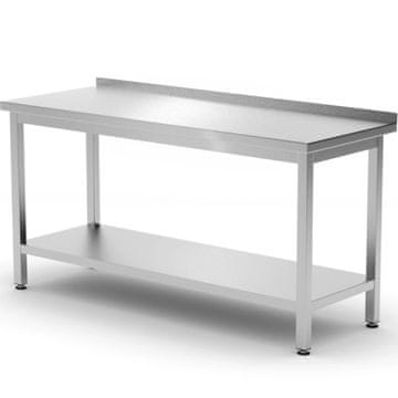 Hendi Delovna miza za ob steno z robom in polico Kitchen Line STAL 1200 x 600 x 850 mm – Hendi 817285