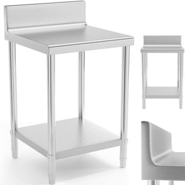 shumee Miza, delovna plošča iz nerjavečega jekla, stenska, z robom in polico, 60x60 cm