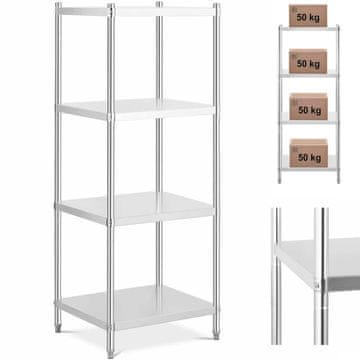 Royal Catering Kovinski gostinski skladiščni regal do 200 kg 70 x 60 x 180 cm