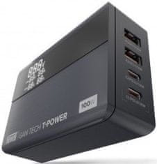 Newell GaN Tech T-Power napajalnik, 100 W, 2xUSB-A, 2xUSB-C
