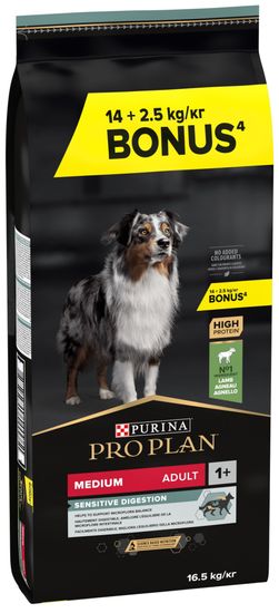 Purina Pro Plan Dog Medium Adult Rich in Lamb briketi za pse, 14 kg + 2,5kg